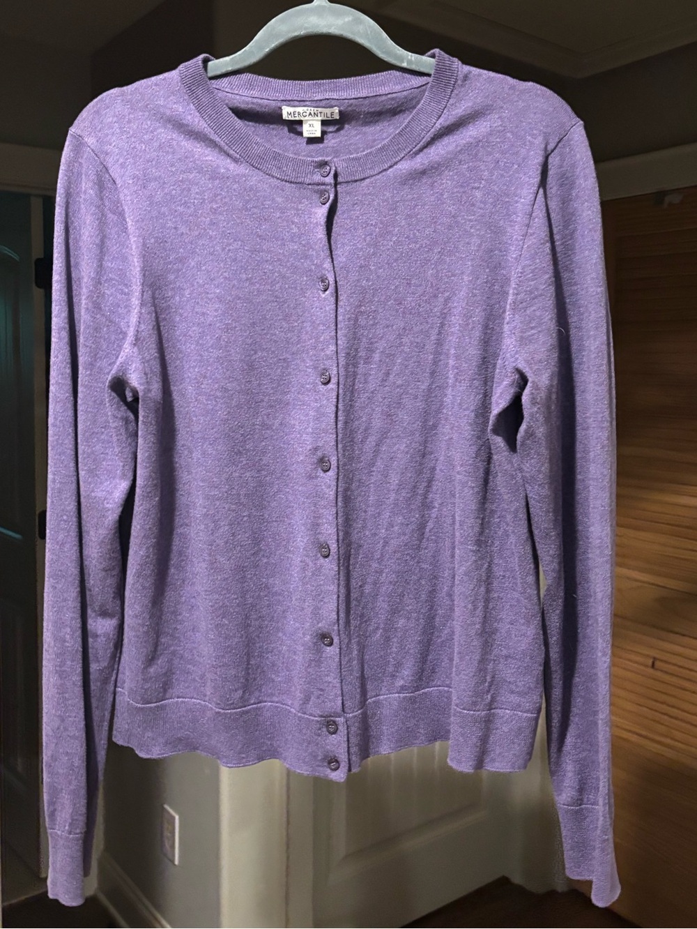 J. Crew Mercantile Women's Purple Button-Front Crewneck Cardigan